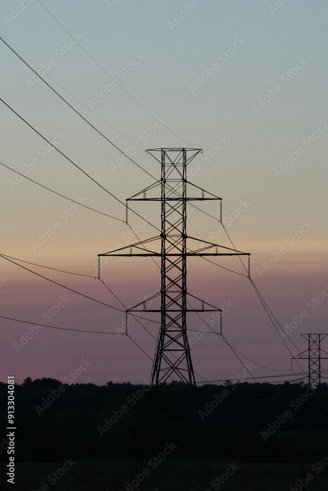 Fototapeta premium Dusk Time Power lines 