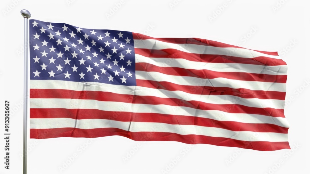 Obraz premium A proud American flag waving gently in the breeze, a symbol of freedom and patriotism