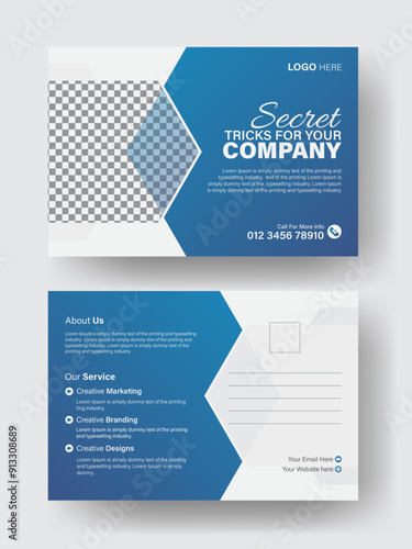 Professional postcard design, creative and modern postcard, double sided postcard, marketing agency postcard design. 