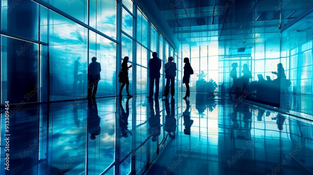 Silhouettes of Business People in a Modern Office Building Silhouettes of Business People in a Modern Office Building