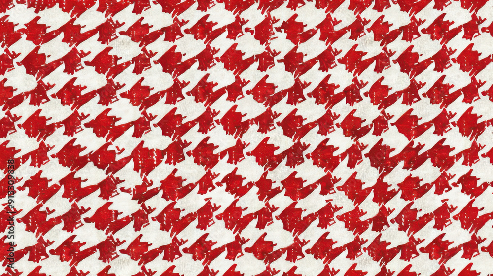 Houndstooth pattern in red and white