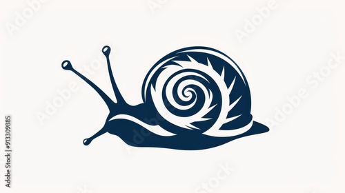 Basic snail with spiral shell, minimalist 2D vector illustration, clean and simple design, plain background, no details, straightforward lines