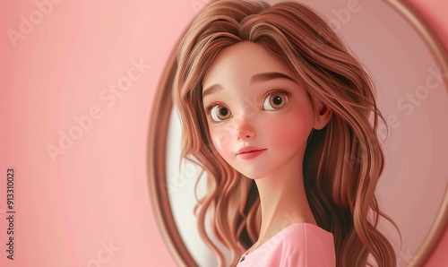 Realistic cartoon human avatar simple beautiful concept on plain background Generate AI
