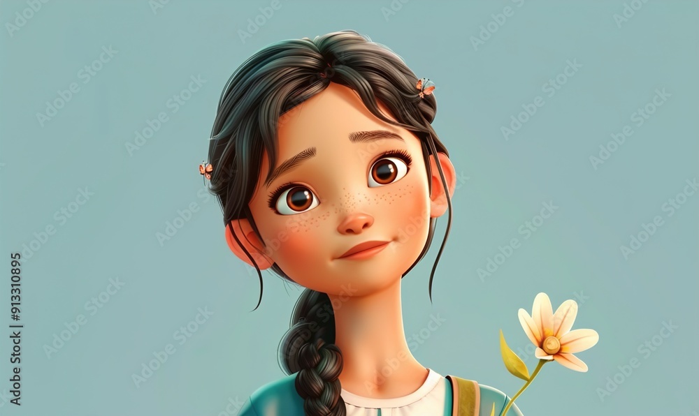 Realistic cartoon human avatar simple beautiful concept on plain background Generate AI Realistic cartoon human avatar simple beautiful concept on plain background Generate AI