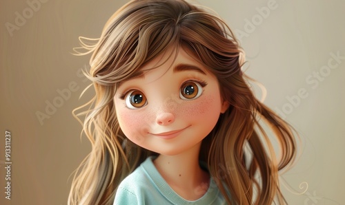 Realistic cartoon human avatar simple beautiful concept on plain background Generate AI