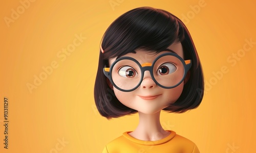 Realistic cartoon human avatar simple beautiful concept on plain background Generate AI