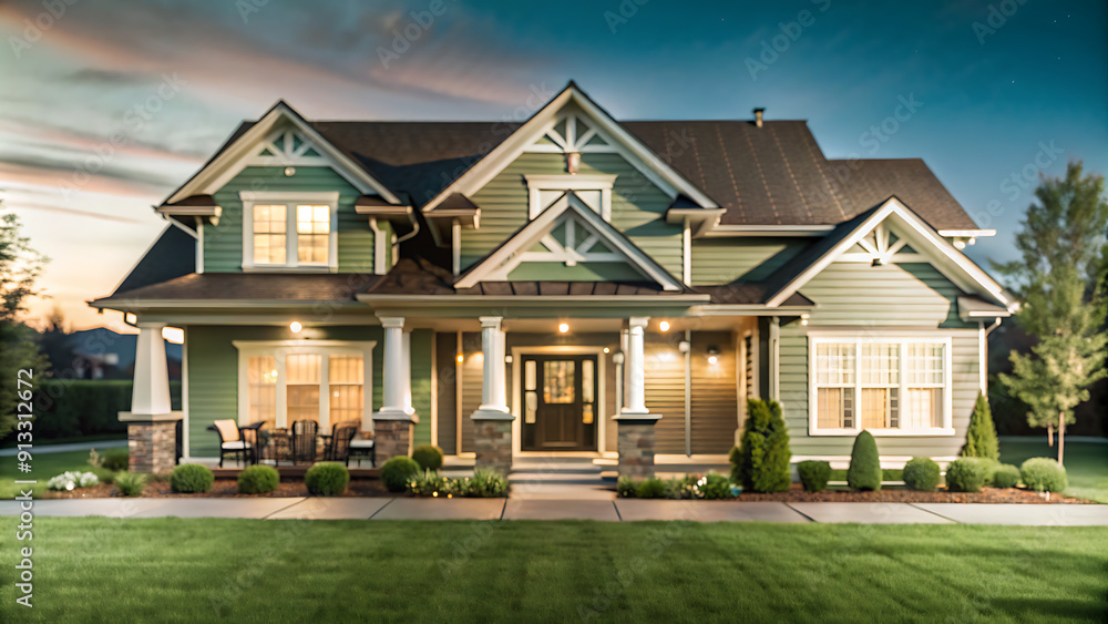 Single family house European style, modern architecture. Elegant real estate, facade view. Black rooftiles and white walls. generative ai Single family house European style, modern architecture. Elegant real estate, facade view. Black rooftiles and white walls. generative ai