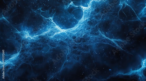 Abstract Neural Connections of the Brain Background with Intricate Blue Patterns, Creating a Deep and Otherworldly Visual. Perfect for Scientific, Technological, and Artistic Themes