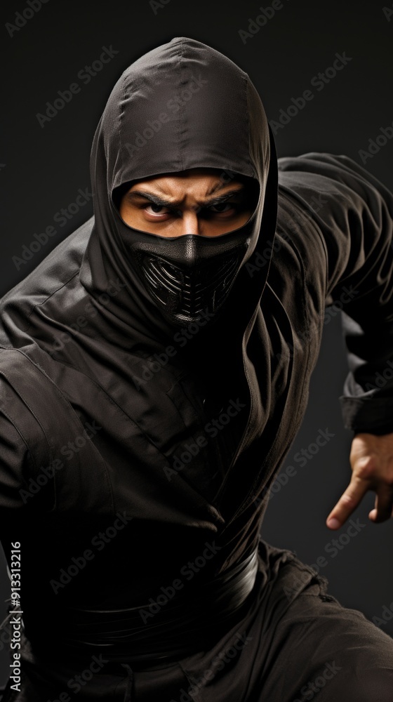 Stealthy persona - portrait ninja showcasing skilled and secretive combatant, emphasizing precision and discipline of a hidden warrior, and illustrating silent intensity and enigmatic aura of ninja. Stealthy persona - portrait ninja showcasing skilled and secretive combatant, emphasizing precision and discipline of a hidden warrior, and illustrating silent intensity and enigmatic aura of ninja.