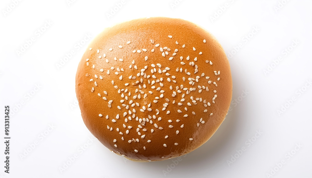 Top view shot of a hamburger bread bun isolated on white background Top view shot of a hamburger bread bun isolated on white background