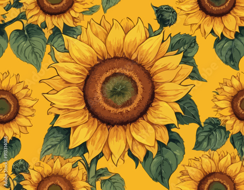 Sunflower on Yellow background