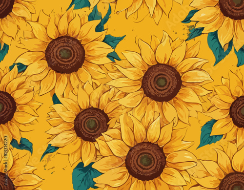 Sunflower on Yellow background