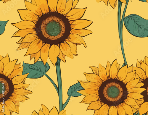 Sunflower on Yellow background