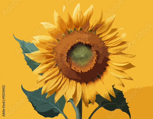 Sunflower on Yellow background