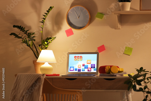 Workplace with modern lapto...