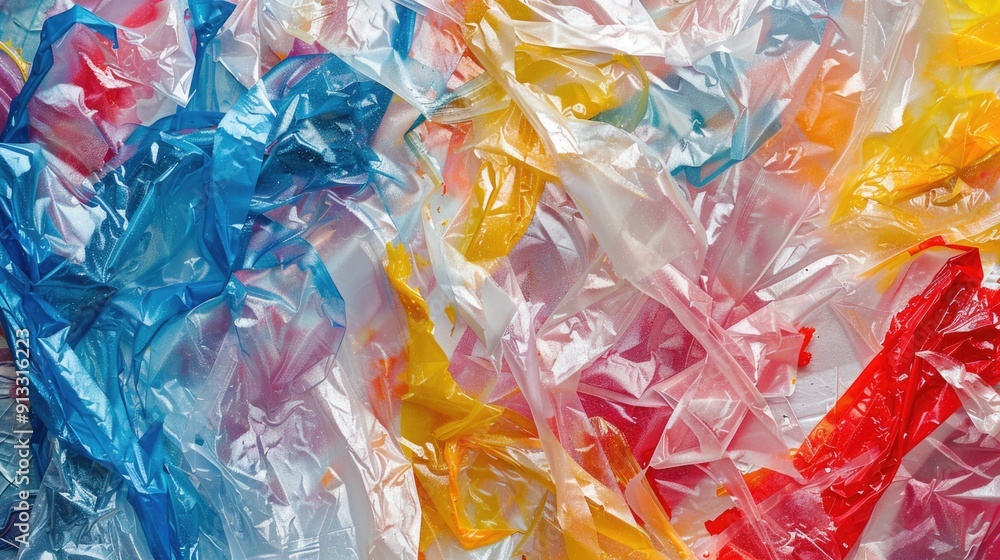 A close-up view of a cluster of plastic bags, highlighting their texture and appearance A close-up view of a cluster of plastic bags, highlighting their texture and appearance