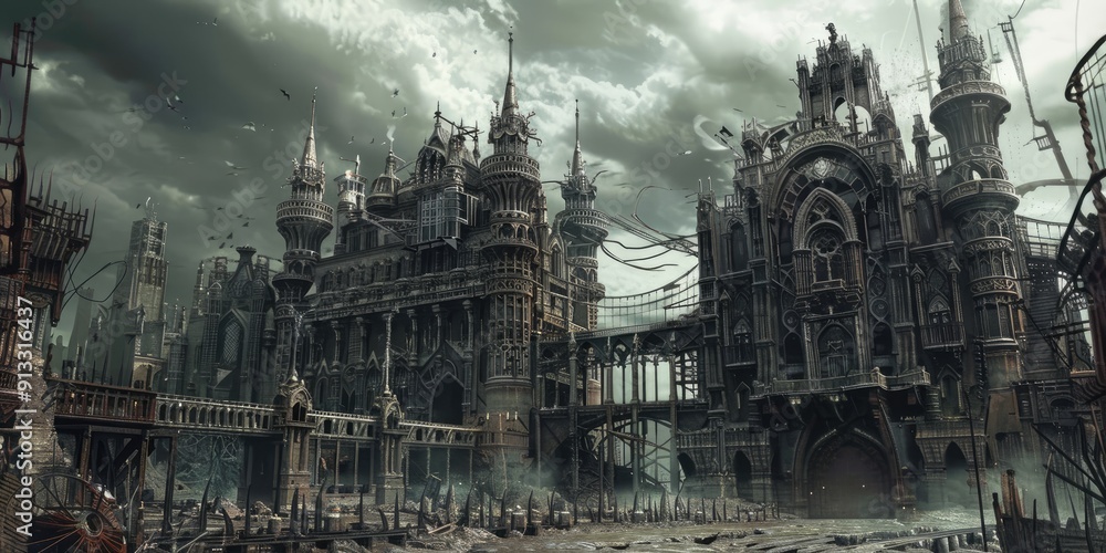 Fototapeta premium Majestic Ancient Castle in Mysterious Mountains