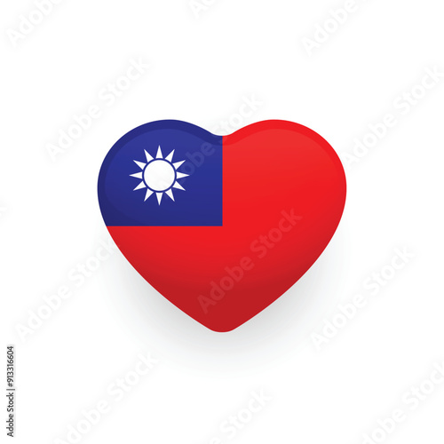 Free Download Taiwan national flag in the shape of heart. Taiwan flag. Vector illustration. - GFXLoad