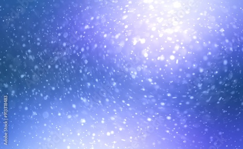 Snow vortex blue airy background. Soft flakes swirl. 