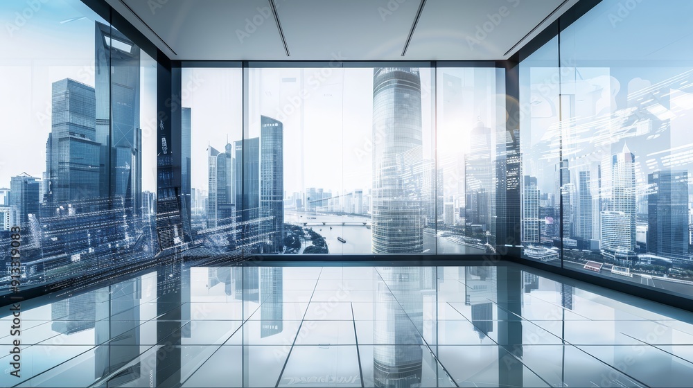 Futuristic Business Background Featuring Double Exposure of Office Window Overlooking a Vibrant City Skyline, Symbolizing Innovation and Corporate Growth Futuristic Business Background Featuring Double Exposure of Office Window Overlooking a Vibrant City Skyline, Symbolizing Innovation and Corporate Growth