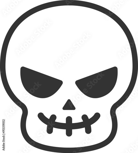 スカルモンスターのアイコン（線画）のイラスト
