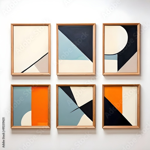 framed painting with abstract geometric shape