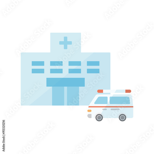 病院 救急車のイラスト