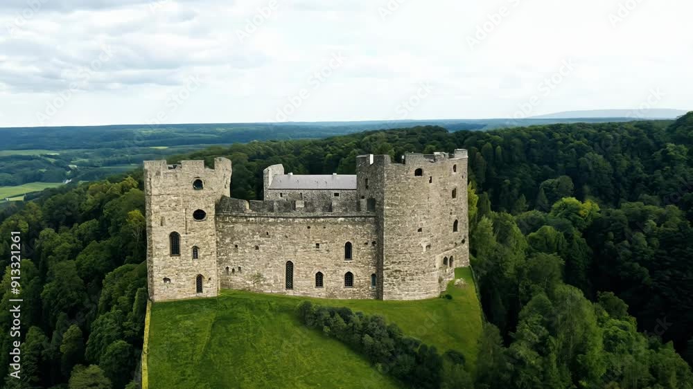 A castle is on a hill with a lush green hillside A castle is on a hill with a lush green hillside