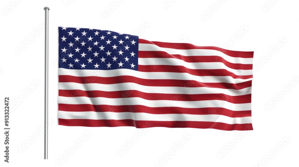 A fluttering American flag in a windy scene, perfect for patriotic events or displays A fluttering American flag in a windy scene, perfect for patriotic events or displays