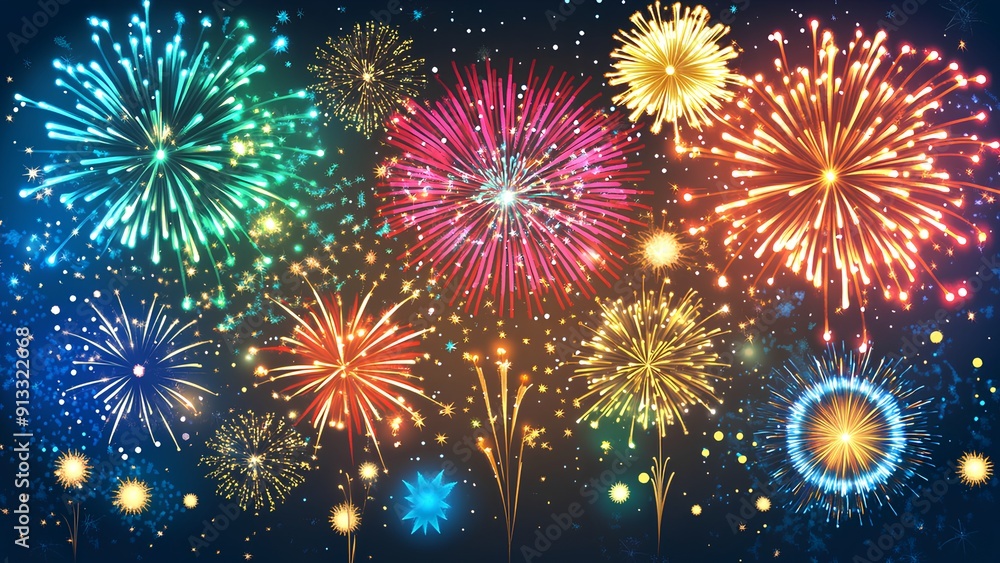 Vibrant Celebration Fireworks Display Vibrant Celebration Fireworks Display