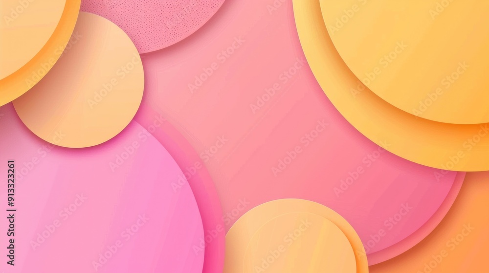 A bright pink and yellow background featuring colorful circles A bright pink and yellow background featuring colorful circles