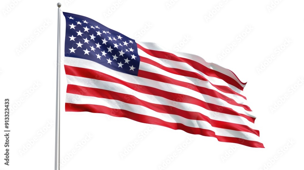 Obraz premium Large American flag blowing in the breeze, perfect for patriotic and national pride images