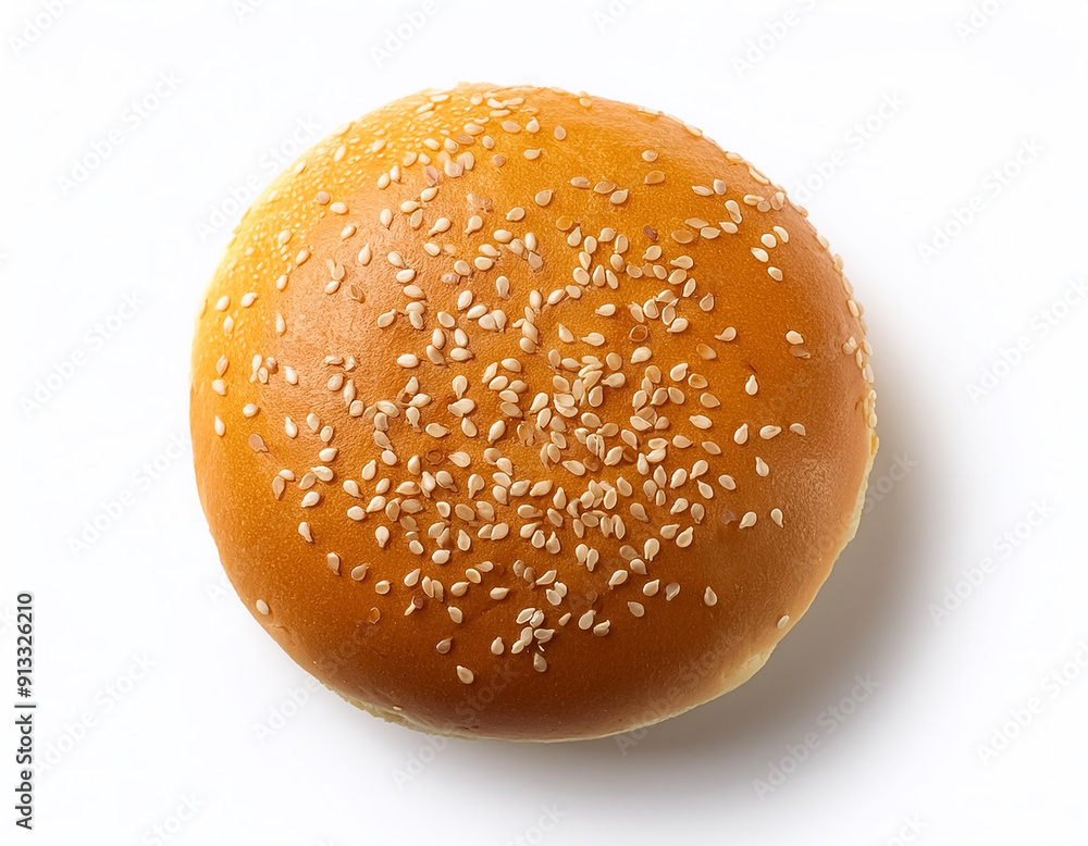Top view shot of a hamburger bread bun isolated on white background Top view shot of a hamburger bread bun isolated on white background
