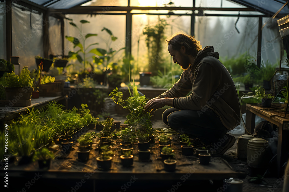 photo of a gardener working in a greenhouse, working in a greenhouse gardener photo of a gardener working in a greenhouse, working in a greenhouse gardener