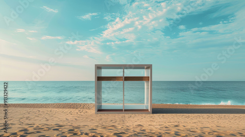 Wallpaper Mural Promotional stand on a beach with a calm sea and golden sand. Torontodigital.ca
