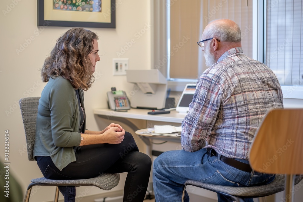 Obraz premium A mental health counselor conducting a therapy session with a client