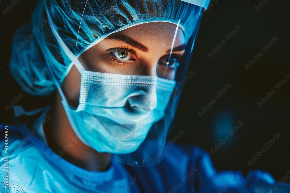 A surgeon performing a delicate procedure with skill and expertise A surgeon performing a delicate procedure with skill and expertise