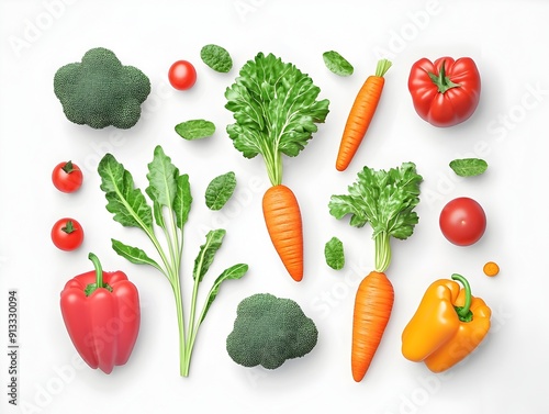 Vibrant Vegetable Still Life with Colorful Produce on Plain Background