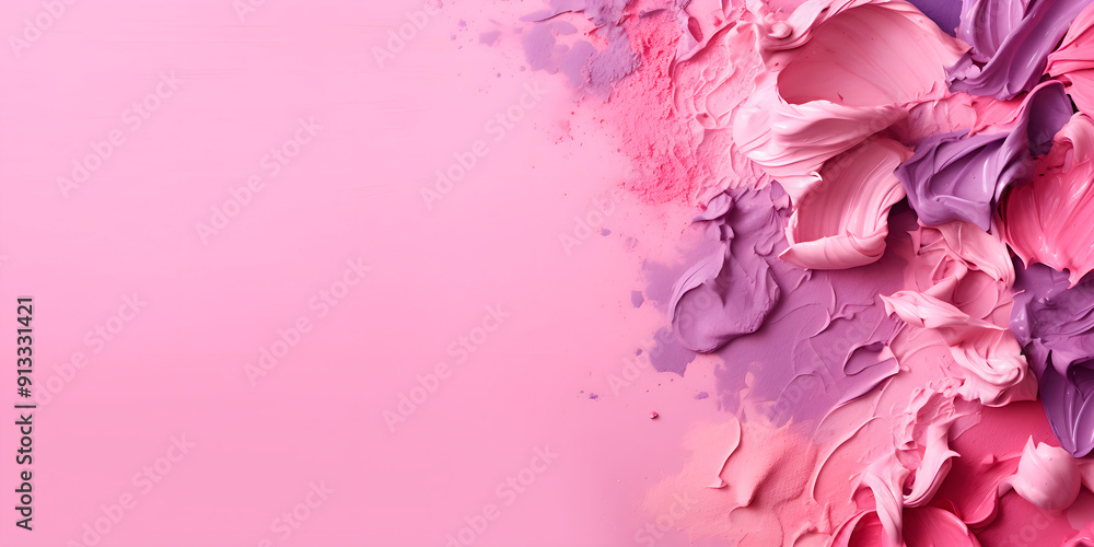 A pink background with a pink and purple brush stroke. The brush stroke is a representation of the beauty of makeup and the art of applying it A pink background with a pink and purple brush stroke. The brush stroke is a representation of the beauty of makeup and the art of applying it