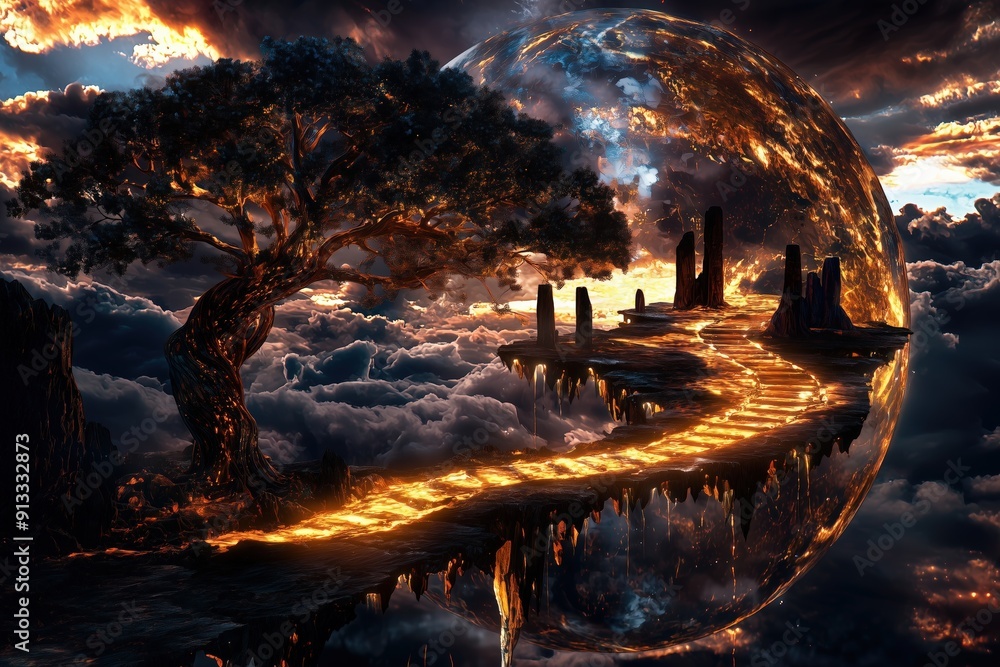 Fototapeta premium A Molten Pathway Leading to a Burning World