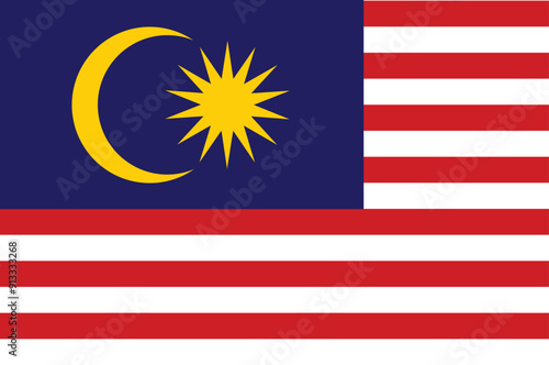 National flag of Malaysia. Malaysian flag. Vector Illustration. 