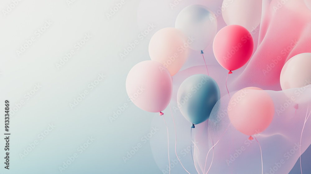 Abstract white background with pastel colorful 3D abstract background overlap layer on dark space with balloon decoration. Modern graphic design element motion styl Abstract white background with pastel colorful 3D abstract background overlap layer on dark space with balloon decoration. Modern graphic design element motion styl