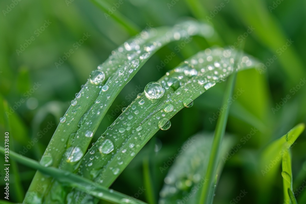 A close-up shot of water droplets on a blade of grass, capturing the beauty of dewy mornings A close-up shot of water droplets on a blade of grass, capturing the beauty of dewy mornings