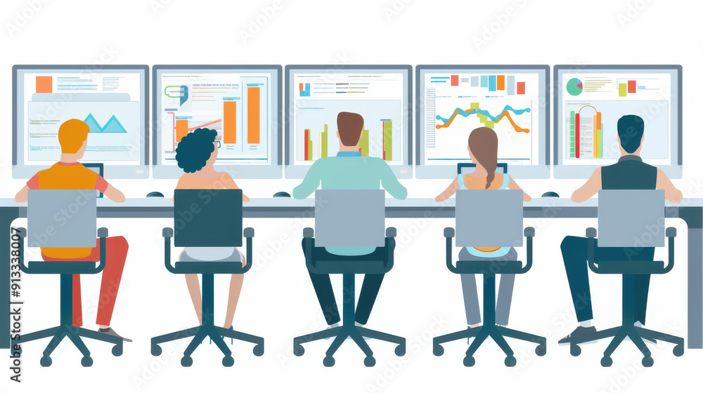 Sales team using CRM software to manage leads. Sales team using CRM software to manage leads.
