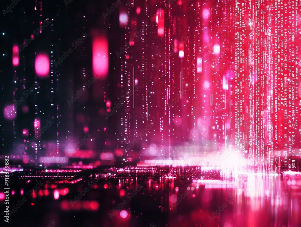 Abstract technology background with glowing code in distorted lines with blur and focus. Abstract technology background with glowing code in distorted lines with blur and focus.