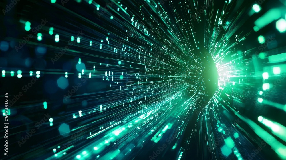 Abstract technology background with glowing code in distorted lines with blur and focus. Abstract technology background with glowing code in distorted lines with blur and focus.