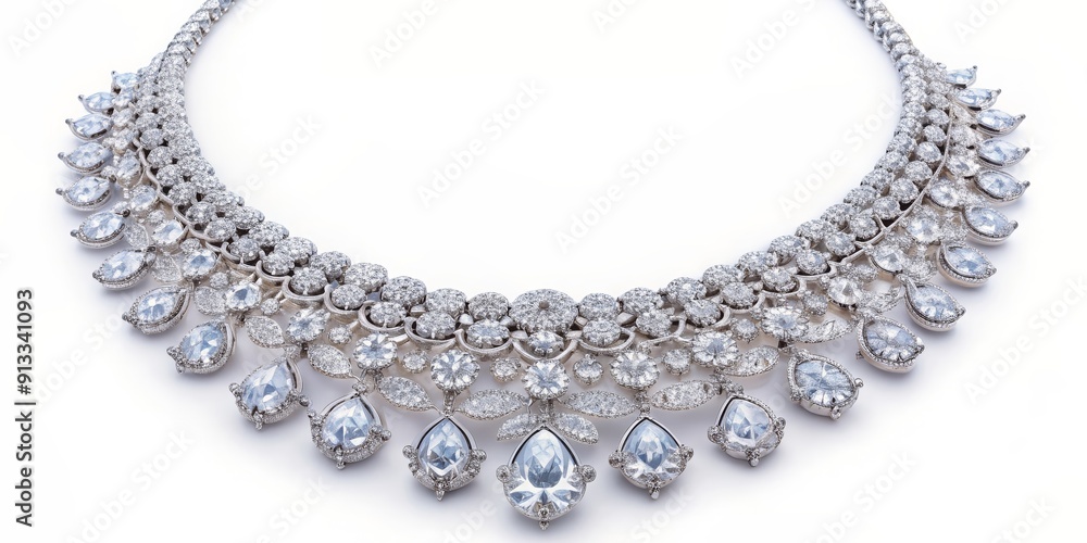 Luxurious diamond necklace on white background, luxury, expensive, jewelry, elegant, fashion, accessory, sparkly, diamonds Luxurious diamond necklace on white background, luxury, expensive, jewelry, elegant, fashion, accessory, sparkly, diamonds