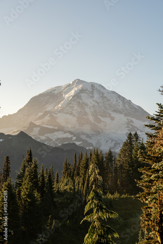 Beautiful views overlooking lush Mt. Rainier National Park from Tolmie Peak.