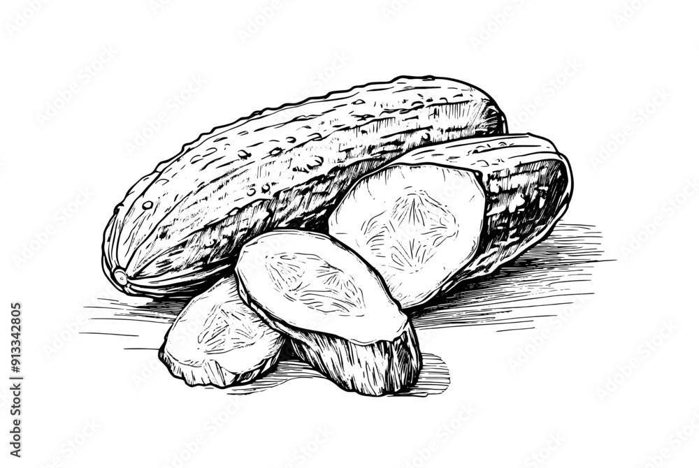 vector sketch of pickled cucumbers