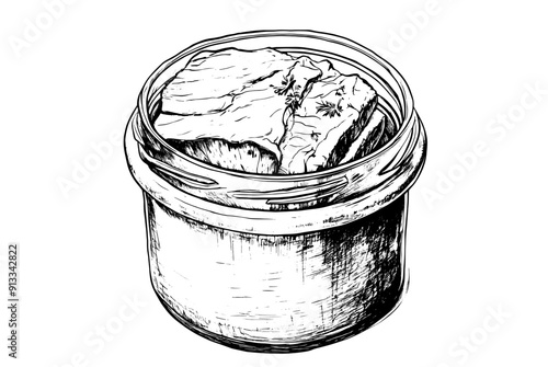 vector sketch of a jar of lard